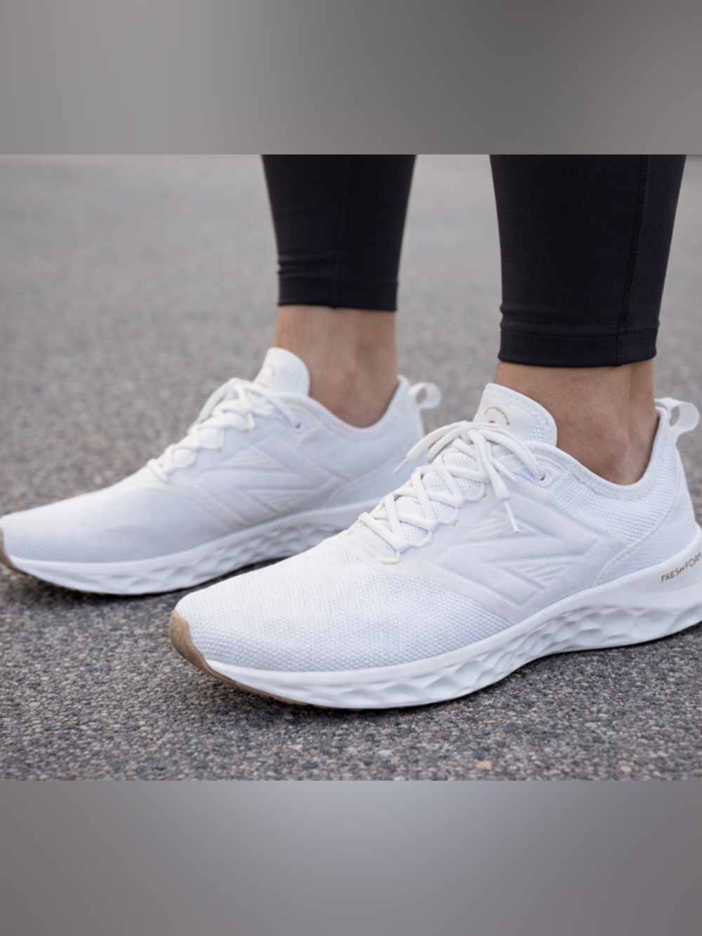 New Balance Fresh Foam White shoes; men size 9; women size 10.5